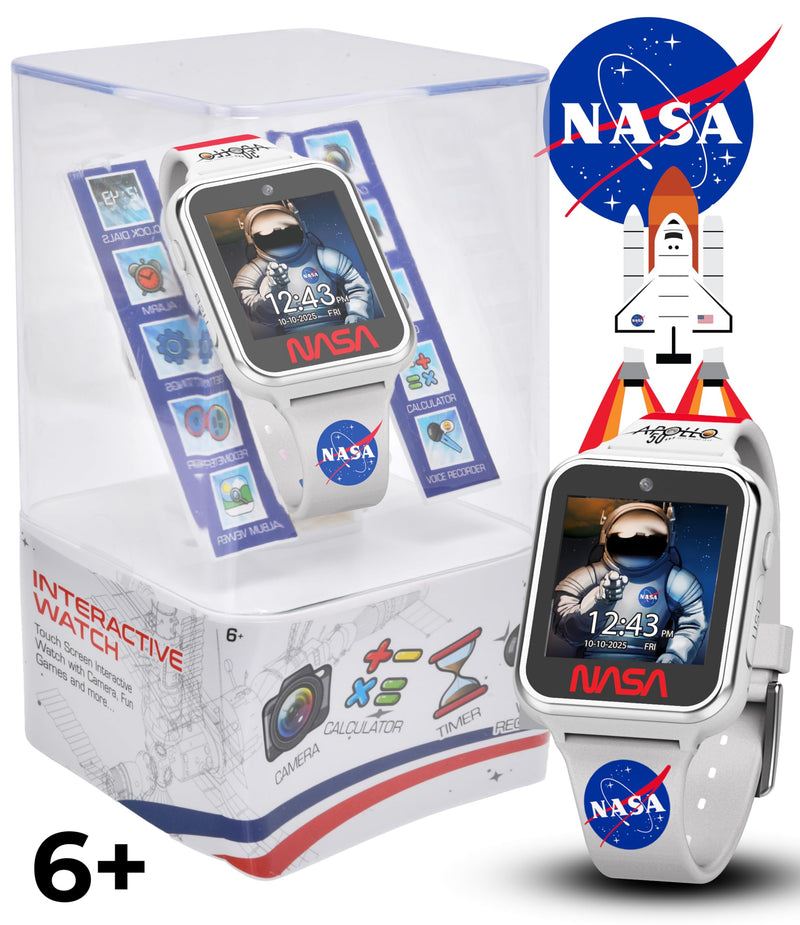 NASA Kids Interactive Smart Watch with Educational Features, Step Counter, Voice Recorder, Camera, Games, Alarm, Timer, Stopwatch, Touchscreen Display, and Fun NASA Themes for Learning and Play
