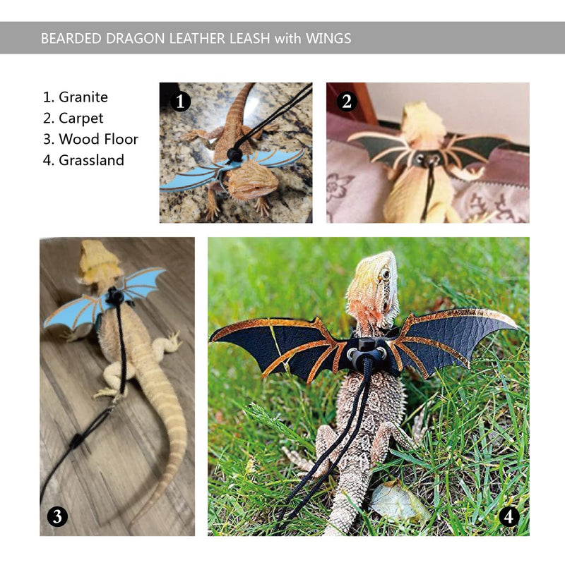 Bearded Dragon Leash, Harness & Leopard Bag - Adjustable with Wings, for Reptile Outdoor Accessories - BeesActive Australia