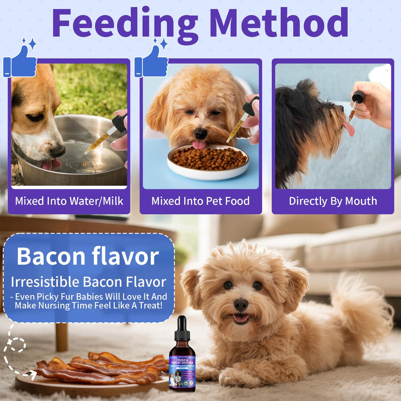 WEALLIN Dog Cough Treatment Support for Dogs - Dog Cough Care Natural Solution for Cough Natural Dog Cough Supplement Herbal Drops Support for All Breeds - 60 ml/2 Fl Oz 1 PCS
