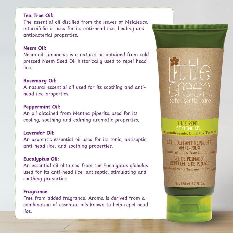 Little Green Kids Lice Guard Hair Styling Gel, Hair Styling Cream for Kids, Lice Prevention Cream, Contains Tea Tree Oil, 4.2oz