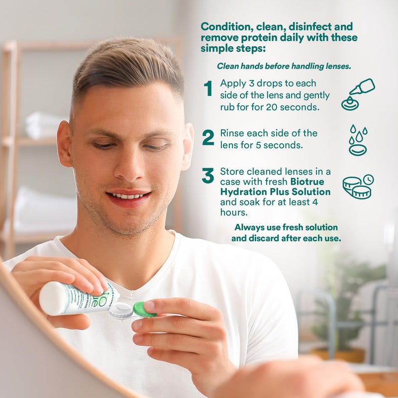 Biotrue Hydration Plus Contact Lens Solution with Lens Case, Multi-Purpose Solution for Soft Lenses, Hydrates with Hyaluronan, Cleans, Clears, and Disinfects for All-Day Comfort, 10 Fl Oz (Pack of 1) 10 Fl Oz (Pack of 1)