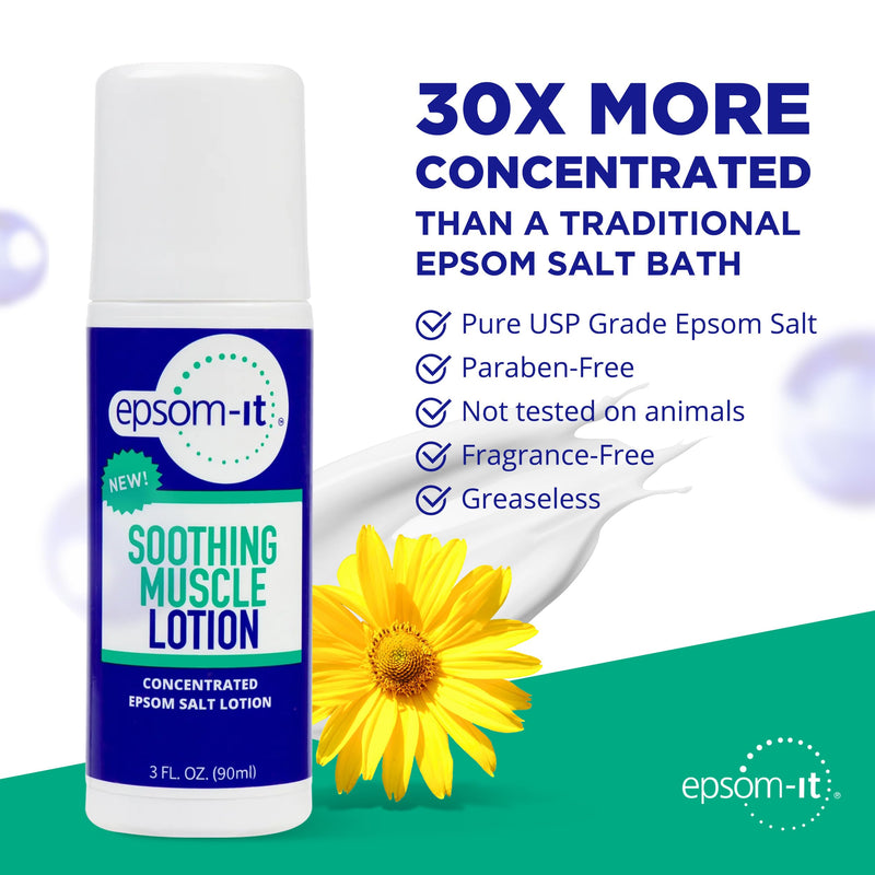 Epsom-It Soothing Muscle Lotion - Roll On Epsom Salt Lotion with Arnica for Muscle Stiffness, Leg, Knees and Feet Discomfort, Topical Magnesium Cream, 3oz, 4-Pack 3 Fl Oz (Pack of 4) - BeesActive Australia