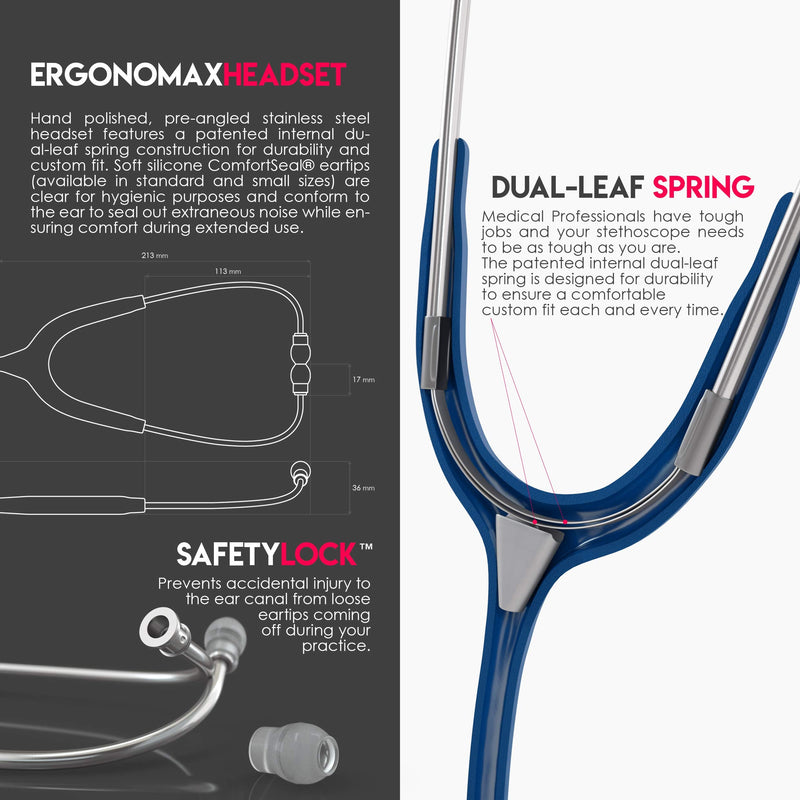 MDF Instruments Acoustica Lightweight Stethoscope for Doctors, Nurses, Students, Dark blue tube + MDF LUMiNiX Illuminator Medical Professional Diagnostic Penlight