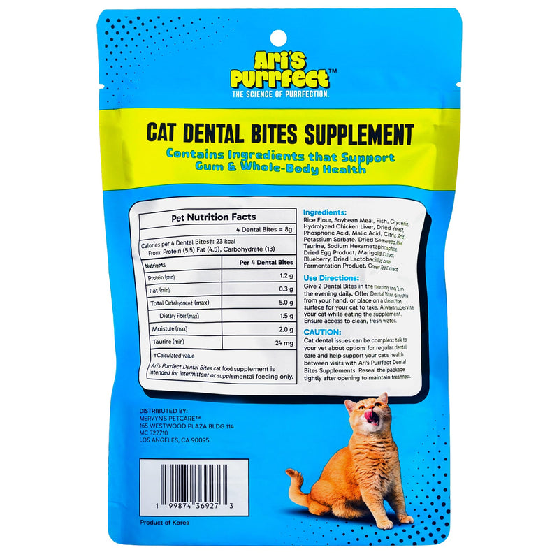 ARI'S PURRFECT Cat Dental Bites Soft Chews - Daily Dental Care for Healthy Teeth and Fresh Breath - Feline-First Formula Supports Oral Care with Two-Week Supply
