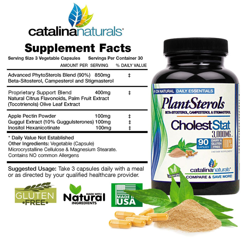 Triple Strength PlantSterol Complex - Cholest-Stat - 3000mg Maximun Strength - 90 Count