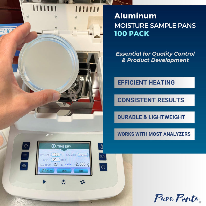 Aluminum Sample Pans for Moisture Analyzer (100 Pack) 90mm Round Lab Trays, Disposable Weighing Dishes, Foil Pan, Weight Scale Tray, Laboratory Balance Dish Plate, Moisture Tester Supplies, Pure Ponta