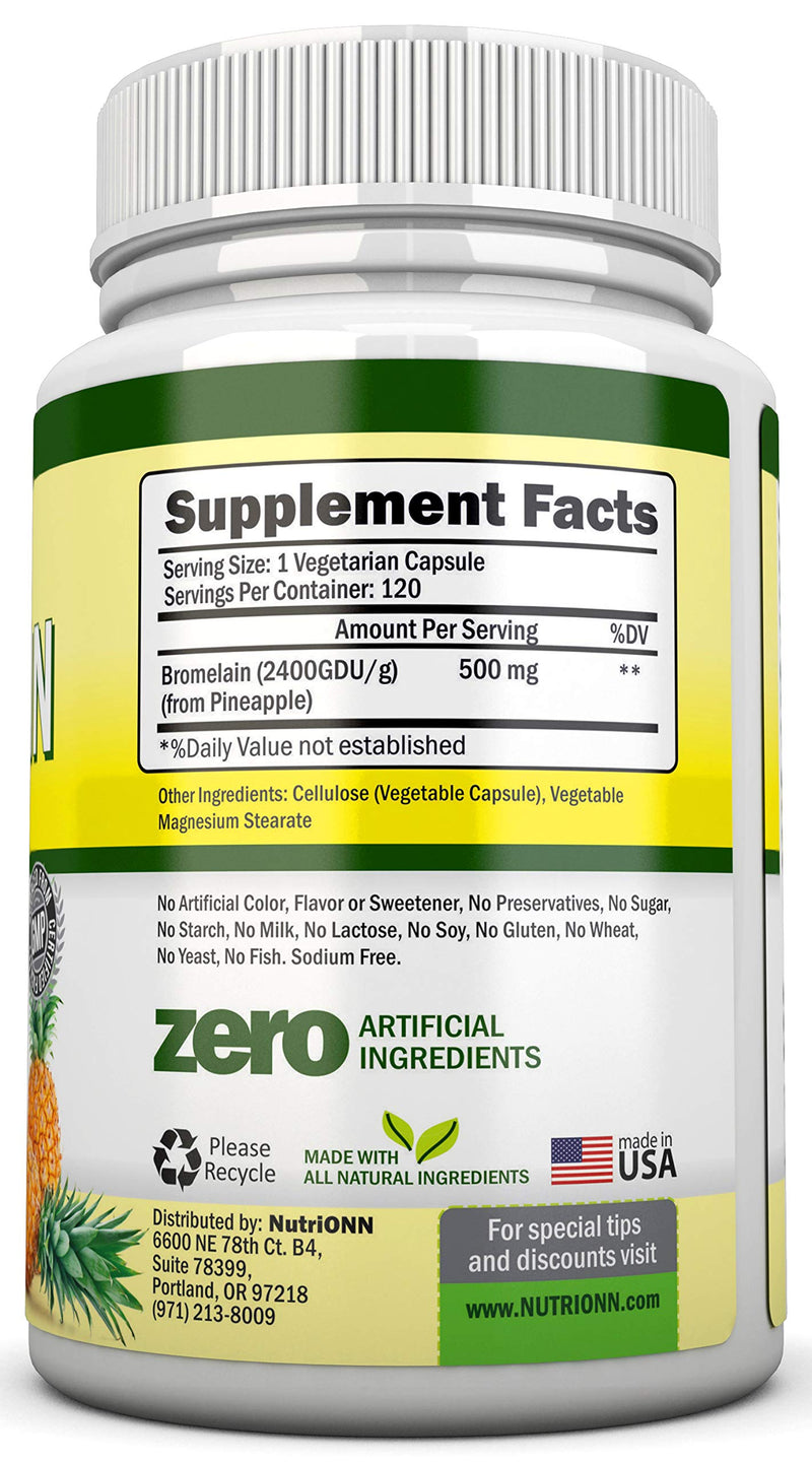 Bromelain - 500mg - 2400 GDU - 120 Vegetable Capsules - Pure Pineapple Enzyme Extract - Supports Digestion and Nutrient Absorption - Great for Recovery and Joint Health - BeesActive Australia