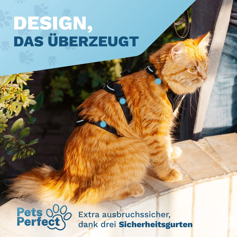 Pets Perfect Cat Harness - Extra escape-proof cat harness with leash - Cat leash - Our cat harness set brings safety to your walks (S) S - BeesActive Australia