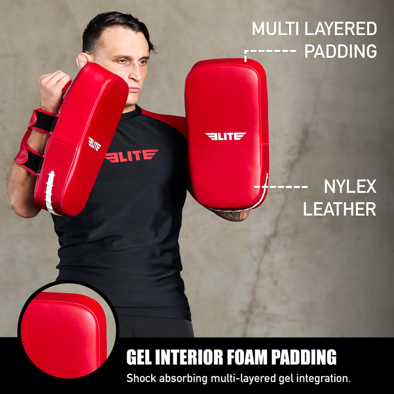 Elite Sports Muay Thai Kickboxing Training Pad for Kickboxing, MMA, Taekwondo, Karate. Ideal for Punches, Knees, and Kicks in Martial Arts Training (ONE PAD ONLY) Solid Red
