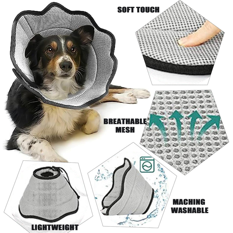DKDDSSS Dog Collar, Soft Protective Collar, Cone Collars, Adjustable Recovery Collar, Protective Dog Collar, Breathable Pet Elizabethan Dog Collar, Leak Protection Dog, Grey, L - BeesActive Australia