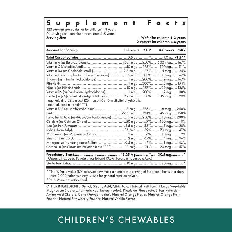 Michael's Health Naturopathic Programs Children’s Chewables - 120 Vegetarian Wafers - Fruit Punch Flavor - Multivitamin & Mineral Supplement - Kosher - 60 to 120 Servings 120 Count (Pack of 1)