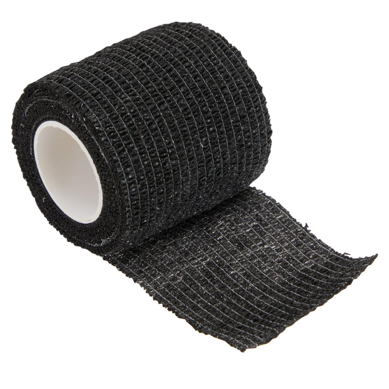Juvale 12-Rolls Self Adhesive Bandage Wrap, Vet Tape - 2 in x 5 Yds Breathable, Elastic Cohesive Wrap Tape for Wrist, Swelling, Sports, Tattoo (Black) - BeesActive Australia
