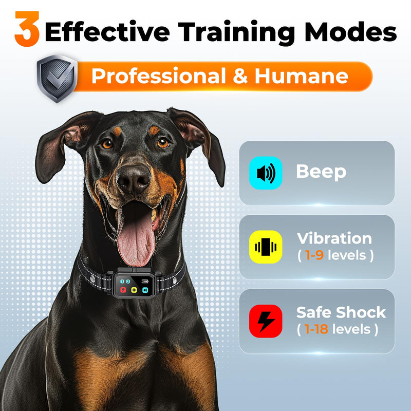 AI Dog Shock Collar 2 Dogs (10-120Lbs) - 3300FT Dog Training Collar with Remote, IPX7 Waterproof Collar with Beep, Vibration, Safe Shock for Large Medium Small Dogs, Keypad Lock and Flashing Light Black - BeesActive Australia