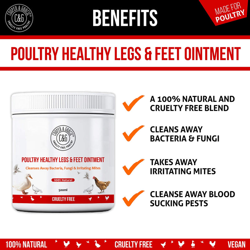 C&G Pets Poultry Healthy Legs & Feet Gel 500ML By Cooper And Gracie | 100% Vegan Formula Protects from bacteria, fungi & irritating mites | Natural Remedy For Scaly Legs & Support Healing