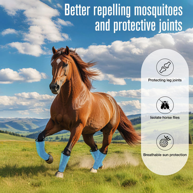 Mesh Fly Boots，Mesh Horse Fly Boots Protective Horse Leg ，Horse Leggings， Breathable Plastic Mesh (Set of 4) (Blue) Blue - BeesActive Australia