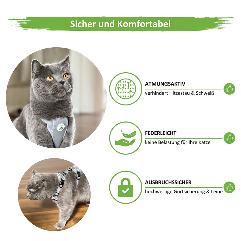 MC-Royal® Premium cat harness [incl. Leash for cats] - size-adjustable harness set for cats with leash - cat harness - cat harness - escape-proof cat harness XS - BeesActive Australia