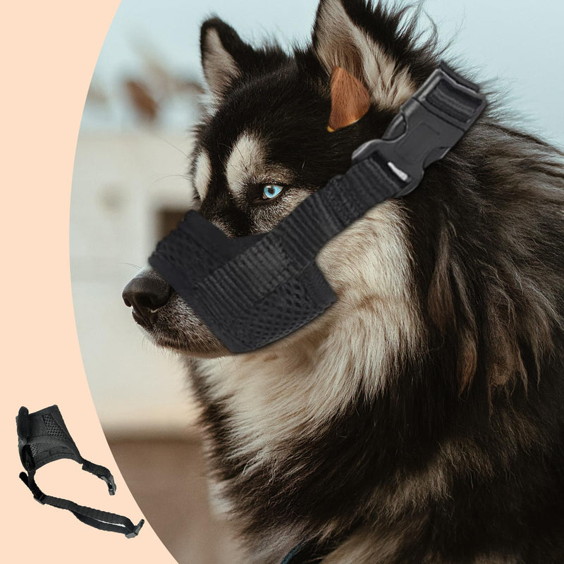 Dog Muzzle, Dog Muzzle Adjustable Fabric Muzzle Small Dogs Nylon Muzzle Mesh Breathable Muzzles Dog Mouth Guard Mask Anti-Chewing Barking Biting for Golden Retriever Husky, XL Black01 - BeesActive Australia