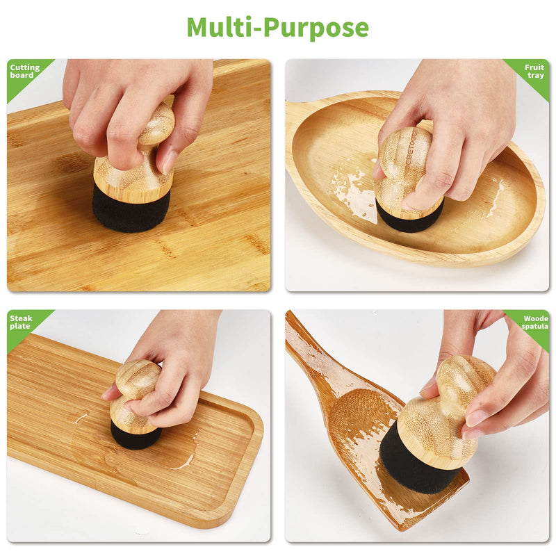 2Pack Cutting Board Oil Wax Applicator for Food Grade Mineral Oil Board - Natural Bamboo Applicator for Cutting Boards，Wooden Spatula，Spoon and Other Utensils - BeesActive Australia