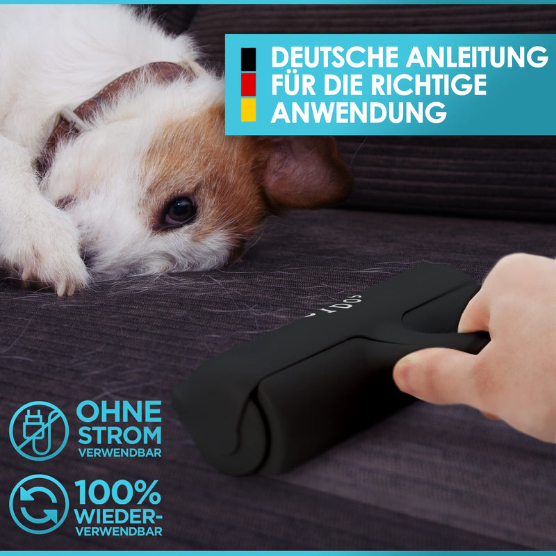 BIDOST Pet Hair Remover & Reusable Lint Roller for Pet Hair - Perfect for Removing Cat & Dog Hair - Miracle Brush for Carpet, Sofa, Scratching Post and Bed - Black - BeesActive Australia