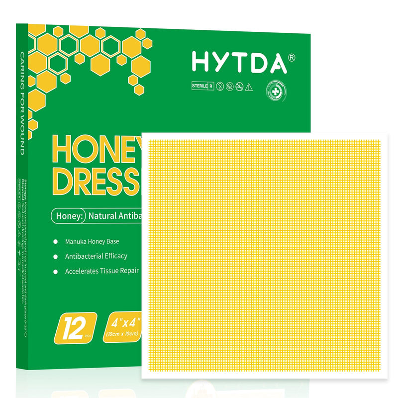 Manuka Honey Gauze Dressing, 4×4 Inches, 12 Individual Pack, Non Stick Gauze Pads, Manuka Honey Wound Care for Wound Healing from Burns, Abrasions, Cuts and Scald, FSA or HSA 4×4 Inch