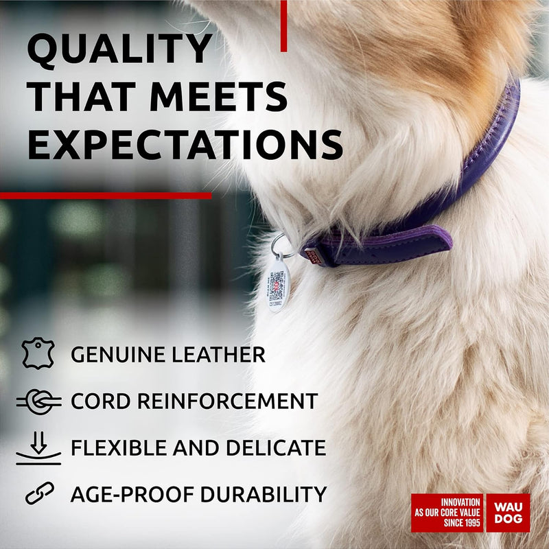 MUROM Rolled Leather Dog Collar Adjustable Round Rope Pet Collars for Small Medium Large Dogs Puppy - BeesActive Australia