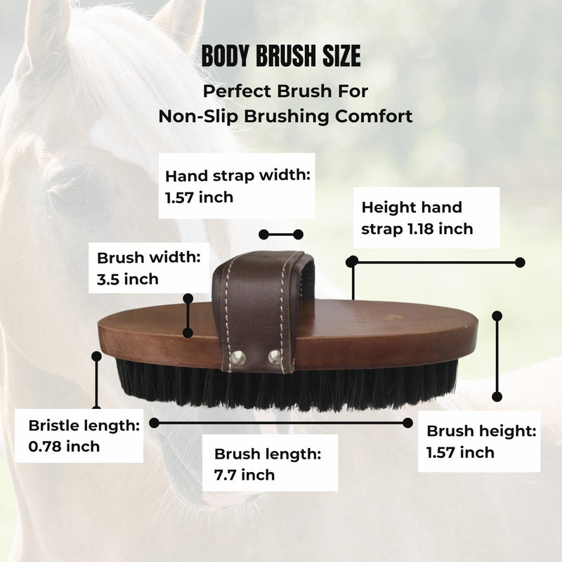 Horse Grooming Brush. Deluxe Handmade Soft Horse Brush For Face & Body. A Professional Equine Grooming Tool With Dense Soft Bristles To Gently Remove Surface Dust & Dirt & Promote A Smooth Shiny Coat. - BeesActive Australia
