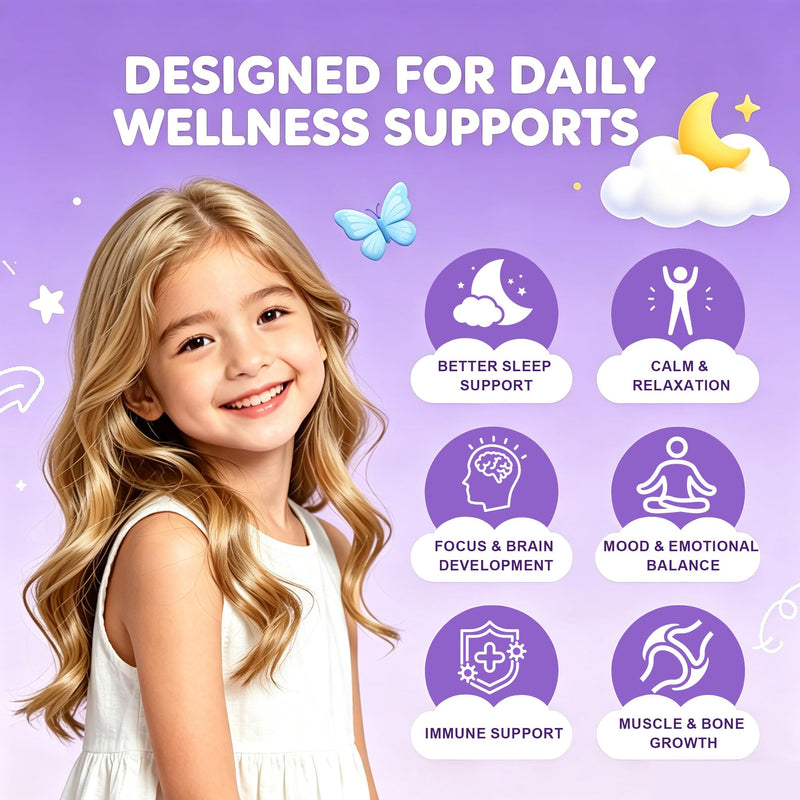 2 Pack Kids Magnesium Liquid Drops -Magnesium Glycinate Liquid for Kids Supplement-w/L-theanine Omega-3 PS Zinc Vitamin B6 D3 for Sleep Relaxation Brain Bones Immunity - 2 Fl Oz, Strawberry Flavor