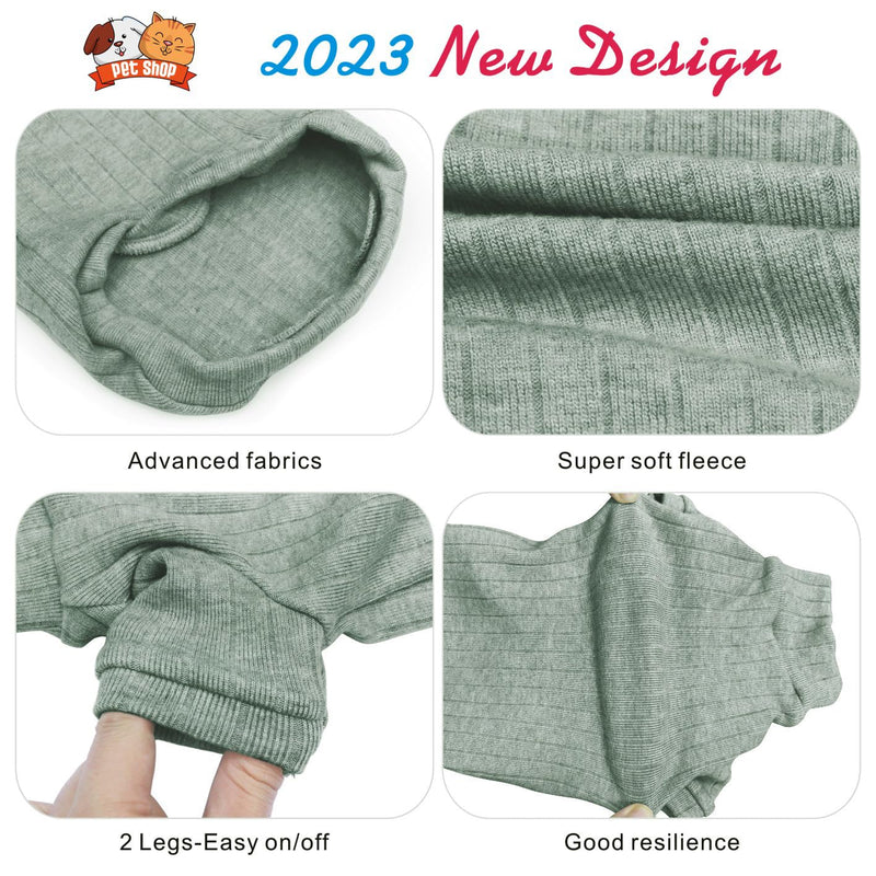 Idepet Sphynx Hairless Cats Sweater Shirt Kitten Soft Puppy Clothes Pullover Cute Cat Pajamas Jumpsuit Cotton Apparel Pet Winter Turtleneck for Cats and Teacup Chihuahua Small Dogs(Green,S) Green Gray - BeesActive Australia