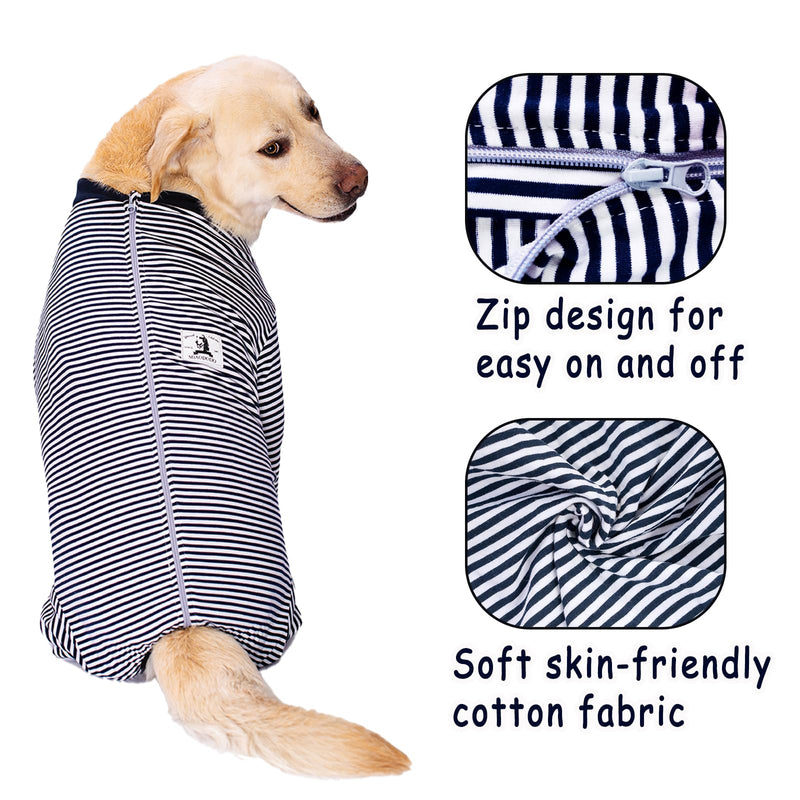 Axcimond dog bodysuit with legs for large and medium-sized dogs surgery body dog castration bitch male dog bodysuit after surgery with zip dog one-piece full body leak protection dog collar alternative 3XL navy blue - BeesActive Australia