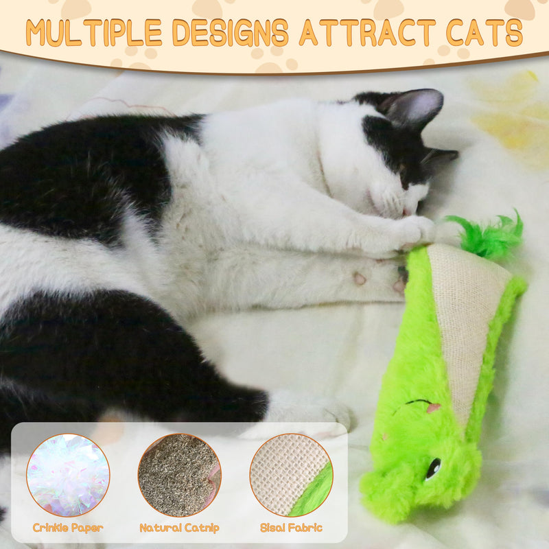 Cat Kicker Toy for Indoor Cats,Catnip Toys Natural Sisal Kicker Toy, Interactive Cat Chew Toys for All Breed Sizes, 2 Pcs Cat Scratcher Toy with Crinkle Paper Inside for Cats Kitten - BeesActive Australia