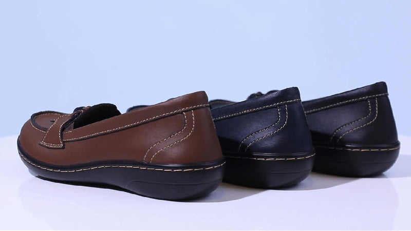 Maichal Loafers for Women Slip On Comfort Leather Dressy Shoes with Tassel 8 Brown