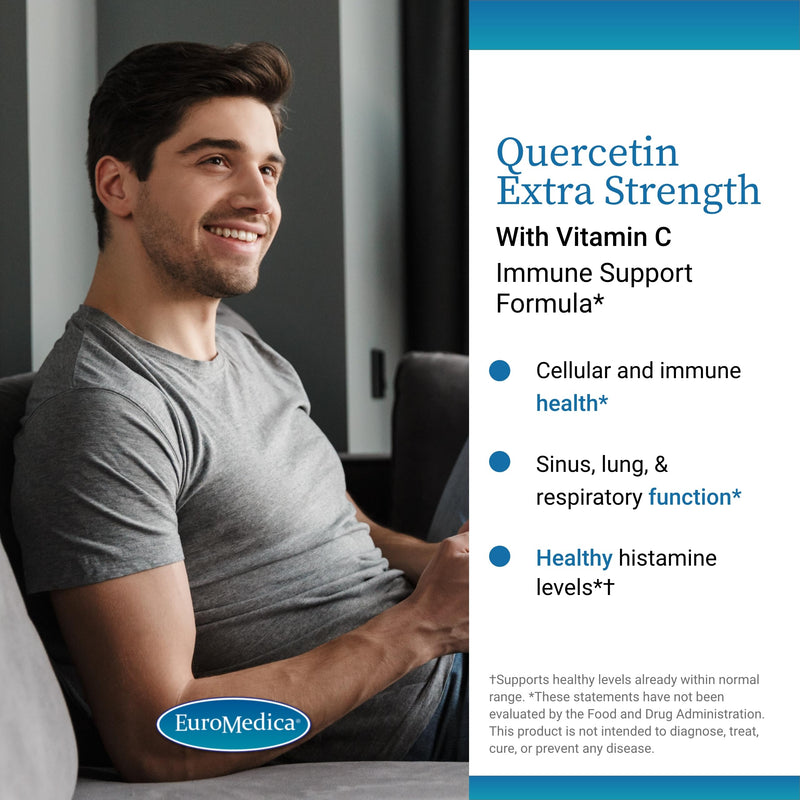 EuroMedica Quercetin Plus Vitamin C - Immune & Histamine - 60 Count | Immune Function and Histamine Response Support. 60 capsules.