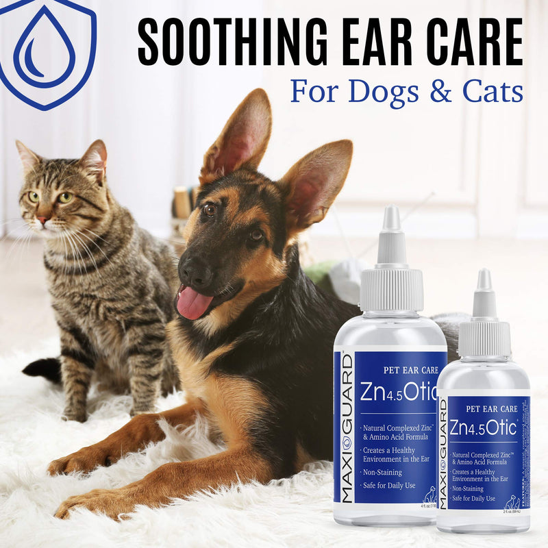 Maxi-Guard Pet Ear Care Zn4.5 Otic for Dogs, Cats, Exotics and Companion Animals (4oz), Blue/White New Package 4oz