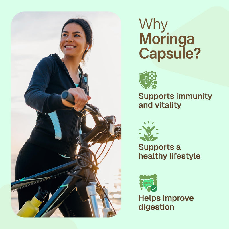 Moringa Capsules | 100 Count | Vegan Moringa Leaf | Herbal Supplement | Plant Based Superfood Capsules with Natural Vitamins & Minerals | Daily Nutrition & Energy Support for Men & Women