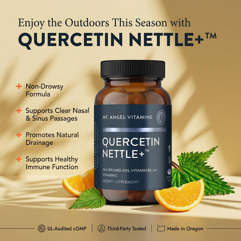 Mt. Angel Vitamins Quercetin with Bromelain & Stinging Nettle Leaf Extract | 1000mg Quercetin Phytosome Supplement for Seasonal Nasal Comfort & Histamine Support | cGMP Made in USA, 60 Capsules