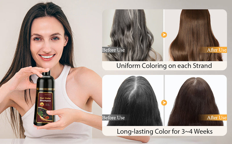 Blonde Brown Hair Dye Shampoo 3 in 1, Instant & Long-lasting Natural Hair Color Shampoo for Women & Men, Semi Permanent, Root Touch Up, Champu para Canas, Damage-Free, Easy Home DIY Salon, 16.9 Fl Oz Blonde Brown