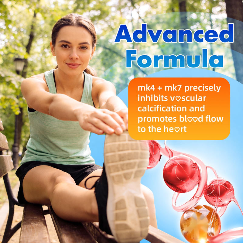 2 Pack Sugar-Free Vitamin K2 Gummies, Dual Formula Vitamin K2 Supplement with MK-7 & MK-4, Supports Bone Health, Gluten-Free, Non-GMO, Sugar-Free, Strawberry Flavor, 120 Gummies 60 Count (Pack of 2)
