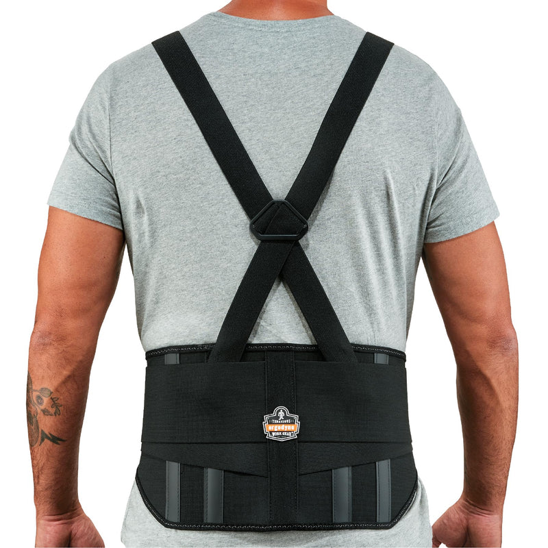 Ergodyne ProFlex 1600 Back Support Brace, 9" Extended Support, High Cut Front For Mobility,Black,2X-Large 2X-Large