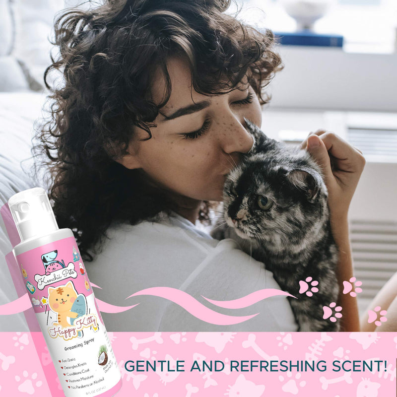 Professional Pet Grooming Spray for Kittens and Cats | All-Natural Scented Moisturizing Cat Detangler Spray | Kitten Conditioner Coat Shine Spray | Cat Grooming Supplies Happy Kitten - BeesActive Australia