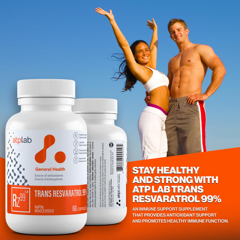 ATP LAB Trans Resveratrol 60 Capsules 60-Day Supply - Source of Antioxidants - Improve Immune System, Cardiovascular Health and Enhance Skin Health - Non-GMO and Gluten-Free