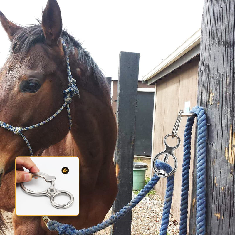2pcs Horse Tie Ring, Heavy Duty Stainless Steel Tie Ring Horse Training Equipment with Eye Bolt,Quick snap,Humane and Safe Tie Way 2 - BeesActive Australia
