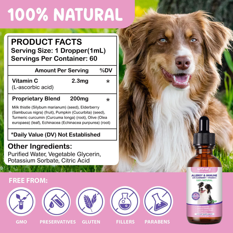 Dog Allergy Relief (2 fl.oz), Allergy Relief Aid for Dogs, Immune Support Supplement, Dog Itchy Skin Relief, Itchy Skin Treatment for Allergies, Natural Pet Supplement