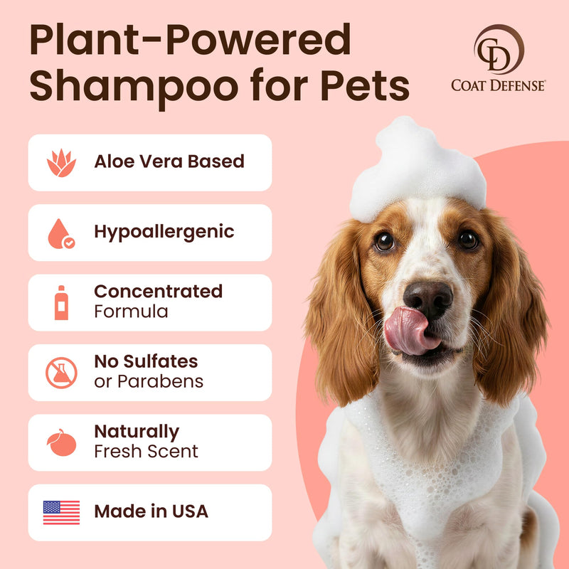 COAT DEFENSE Sensitive Skin Dog Shampoo | Made in USA | Hypoallergenic Dog Shampoo for Allergies, Itching & Odor | Gentle Shampoo for Dogs | 8 oz Concentrate to 32 oz - BeesActive Australia