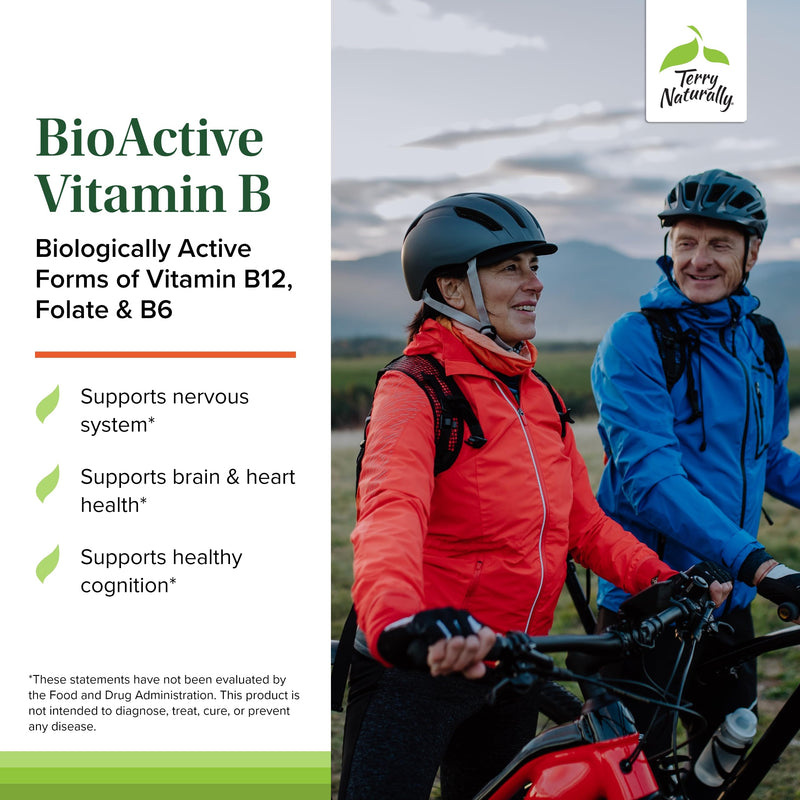 Terry Naturally BioActive Vitamin B - Energy & Brain Health - 30 Count | Heart Health and Homocysteine Support. 30 capsules.