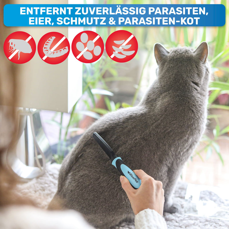 BluePet "FlohGo" Professional Flea Comb & Lice Comb for Dogs & Cats - Gentle & Safe Thanks to Rounded Prongs Blue - BeesActive Australia
