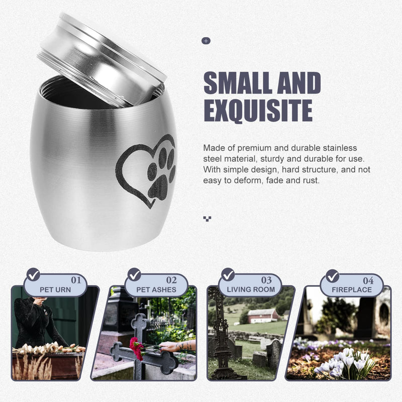 Zerodeko Small Cremation Pet Urn for Dogs Ashes Pet Urn for Dogs Ashes Small Mini Pet Paw Keepsake Urn Stainless Steel Memorial Keepsake for Dogs Cats Silver - BeesActive Australia
