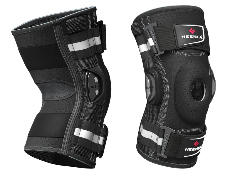 NEENCA Professional Knee Brace for Knee Pain, Adjustable Hinged Knee Support with Removable Side Stabilizers, Strong Stability for Joint Pain Relief, Arthritis, Meniscus Tear, ACL, PCL, Runner, Sports Large Black - Single
