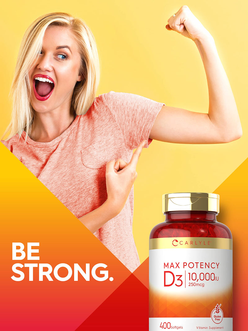 Carlyle Vitamin D 10000 IU 400 Softgels | Value Size | Max Potency | Non-GMO, Gluten Free Supplement 400 Count (Pack of 1) - BeesActive Australia