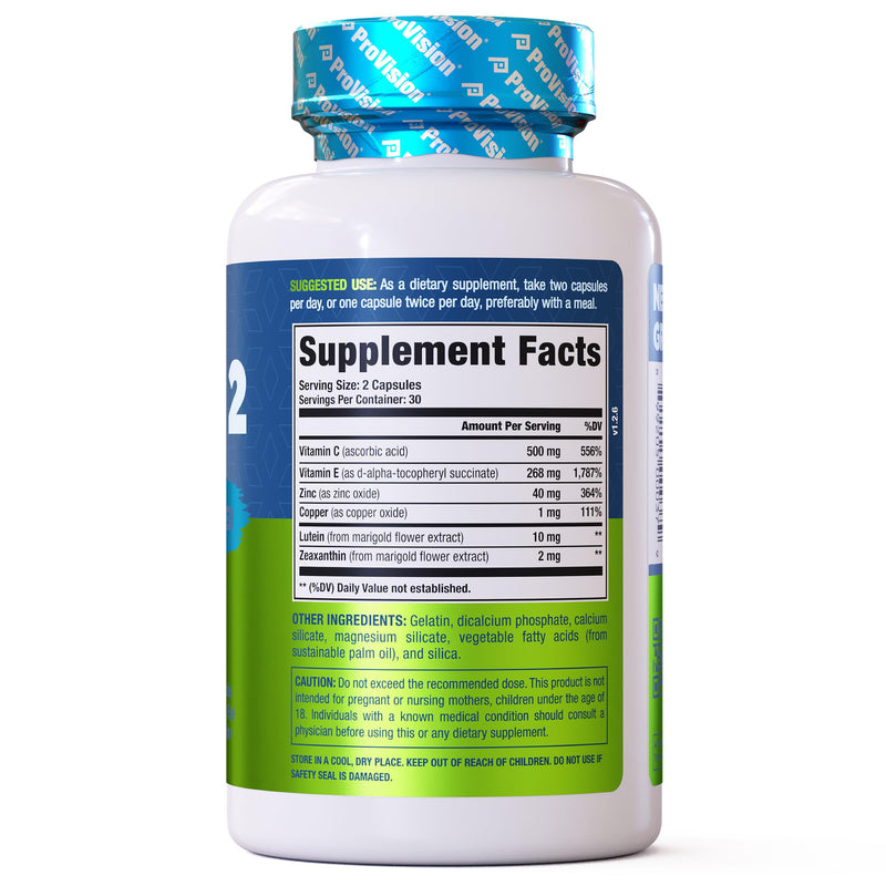 Provision AREDS 2 Eye Vitamins - Enhance Vision Supplements - Lutein Zeaxanthin Vision Complex - 60 Eye Supplement Capsules - BeesActive Australia