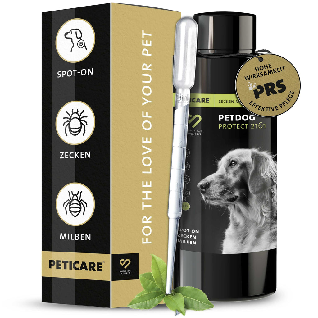 Peticare tick protection agent for dogs | Plant-based spot-on | against ticks & mites of all kinds | waterproof protection | unique PRS® system for a long-lasting effect - petDog Protect 2161 100 ml